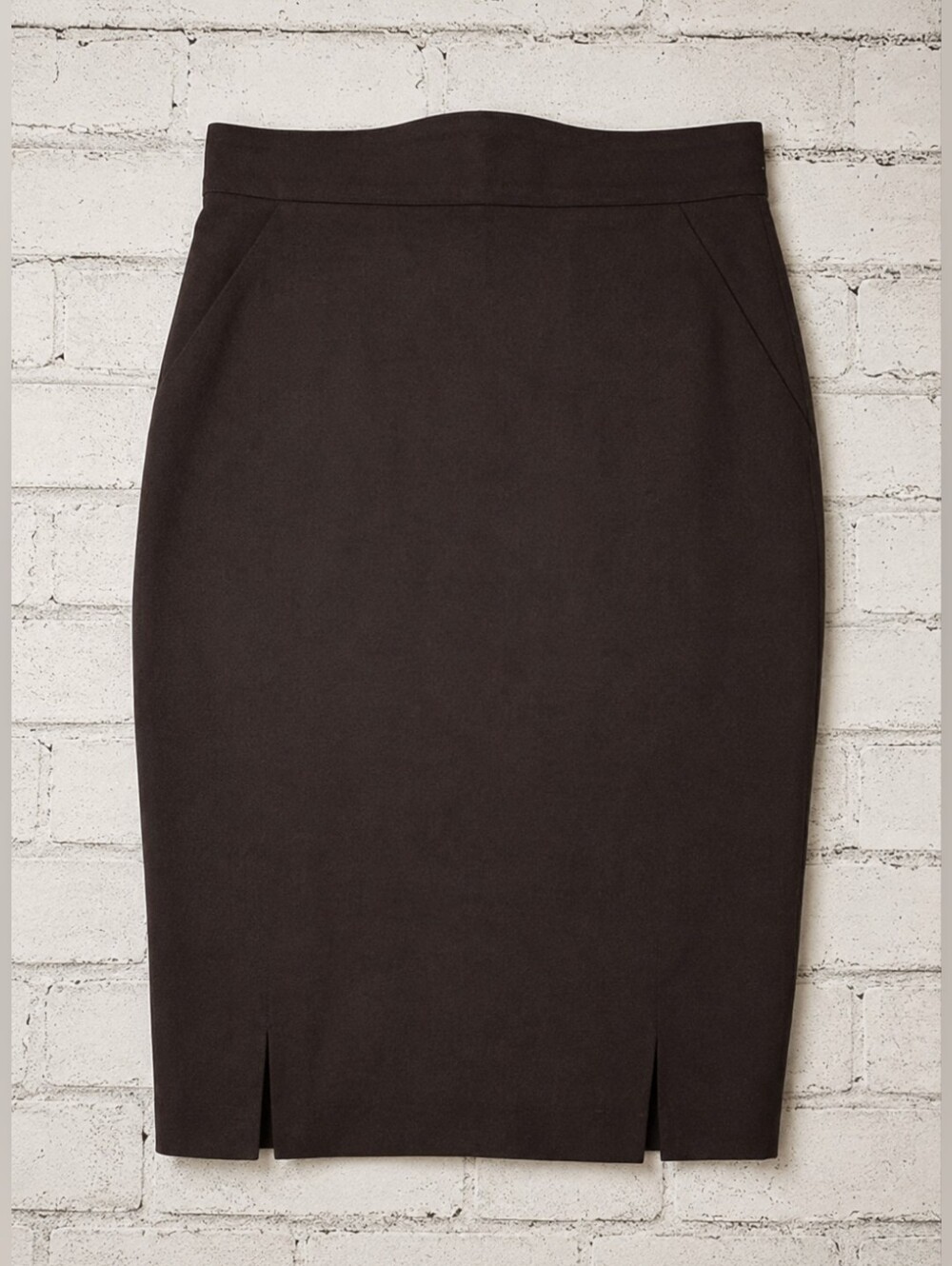 Vintage Louis Feraud Cashmere Blend Pencil Skirt Dark Brown Size 8